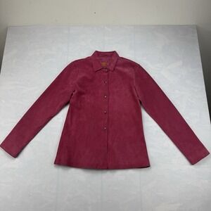 Women's Anonymous John Carlisle Red Suede Leather Button Front Jacket Sz S